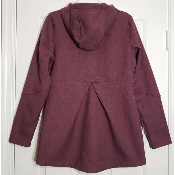 The North Face Burgundy Fleece Jacket Long Women's Hooded Full Zip Small - Picture 2 of 10